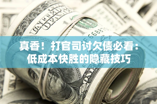 武汉真香！打官司讨欠债必看：低成本快胜的隐藏技巧